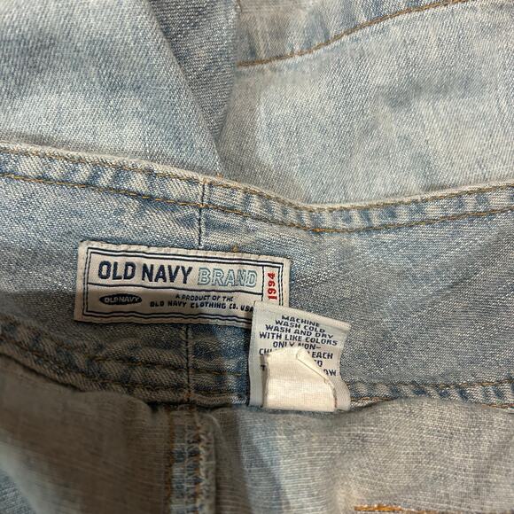 Y2K Old Navy Mini Denim Carpenter Skirt Womens 10 Lightwash Flap Pockets Utility - Picture 3 of 7